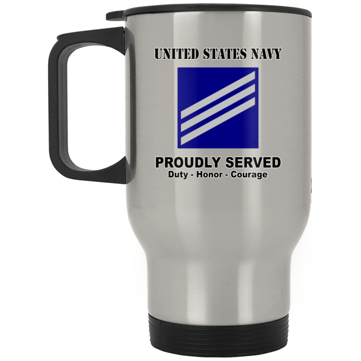 US Navy E-3 Seaman E3 SN Junior Enlisted Ranks T shirt White Coffee Mug - Stainless Travel Mug-Mug-Navy-Collar-Veterans Nation