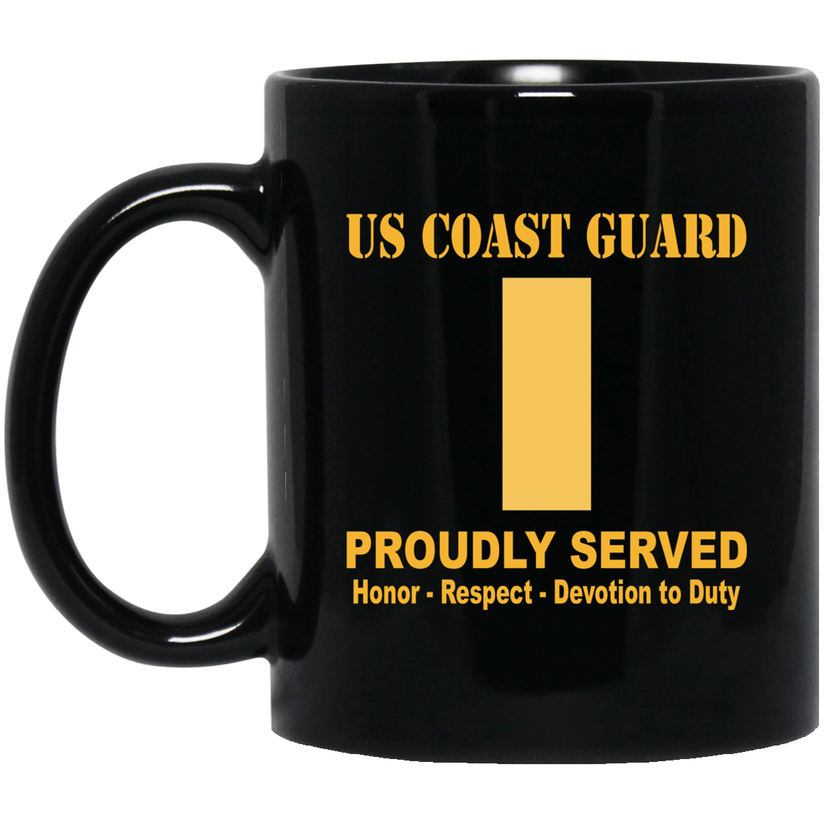 US Coast Guard O-1 Ensign O1 ENS Junior Officer Ranks Proudly Served Black Mug 11 oz - 15 oz-Mug-USCG-Officer-Veterans Nation