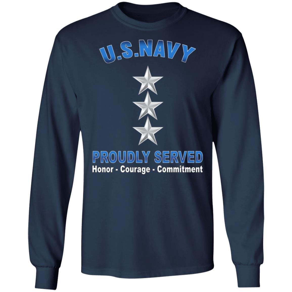 US Navy O-9 Vice Admiral O9 VADM Flag Officer Proudly Served T-Shirt On Front-Apparel-Veterans Nation