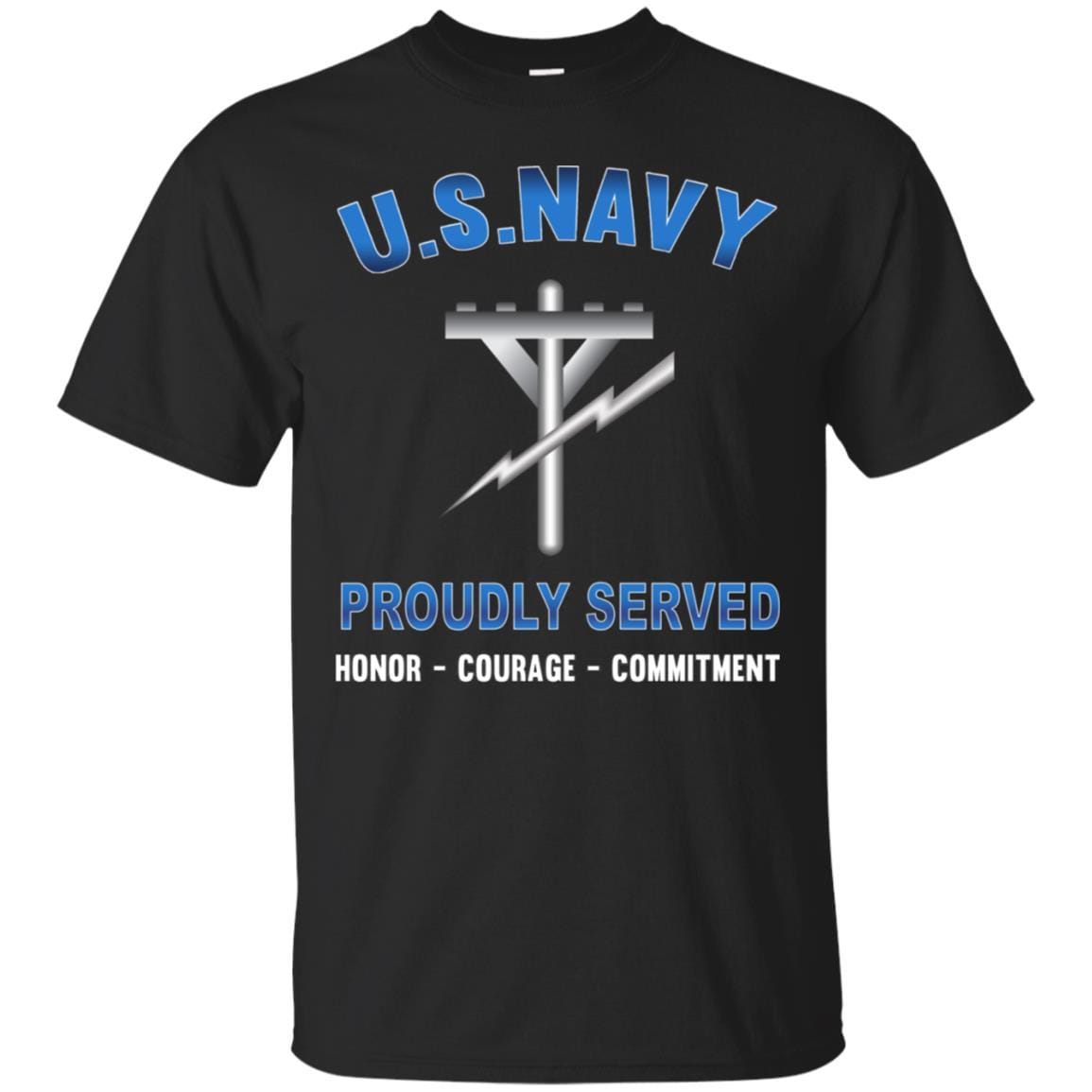 Navy Construction Electrician Navy CE - Proudly Served T-Shirt For Men On Front-TShirt-Navy-Veterans Nation