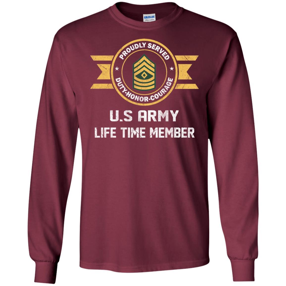 Life Time Member - US Army E-8 First Sergeant E8 1SG Noncommissioned Officer Ranks Men T Shirt On Front-TShirt-Army-Veterans Nation