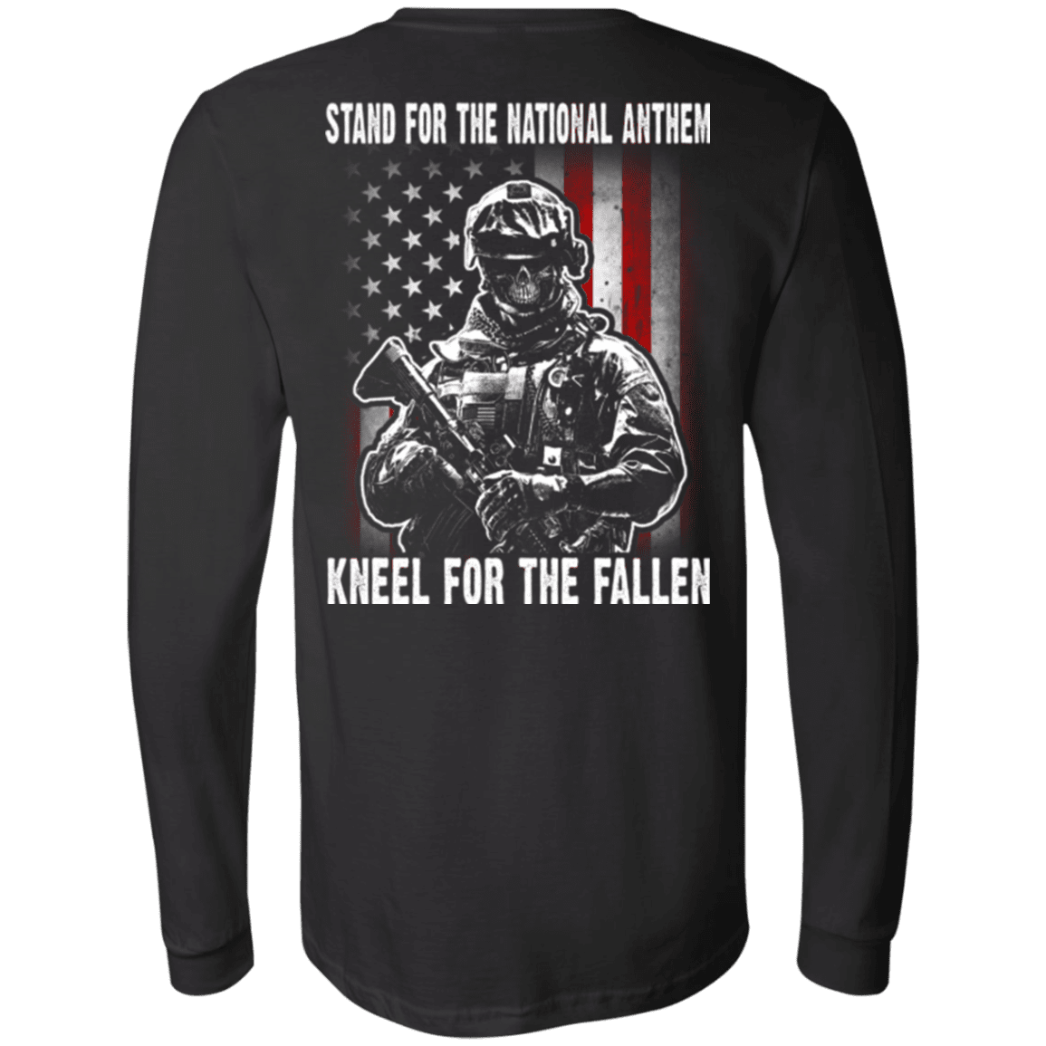 Military T-Shirt "Veteran - Stand For The National Anthem Kneel For The Fallen"-TShirt-General-Veterans Nation