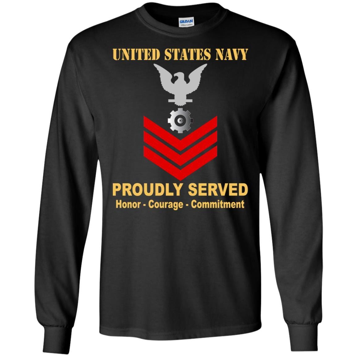 U.S Navy Engineman Navy EN E-6 Rating Badges Proudly Served T-Shirt For Men On Front-TShirt-Navy-Veterans Nation