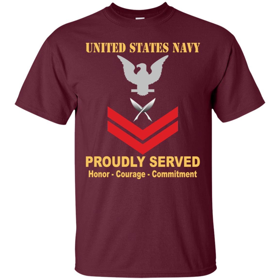 U.S Navy Yeoman Navy YN E-5 Rating Badges Proudly Served T-Shirt For Men On Front-TShirt-Navy-Veterans Nation