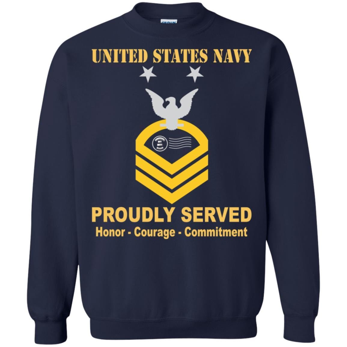 Navy Postal Clerk Navy PC E-9 Rating Badges Proudly Served T-Shirt For Men On Front-TShirt-Navy-Veterans Nation