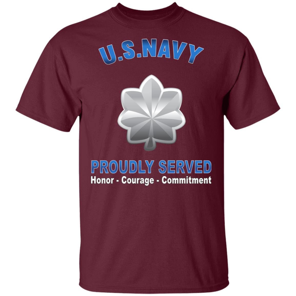 US Navy O-5 Commander O5 CDR Senior Officer Proudly Served T-Shirt On Front-Apparel-Veterans Nation