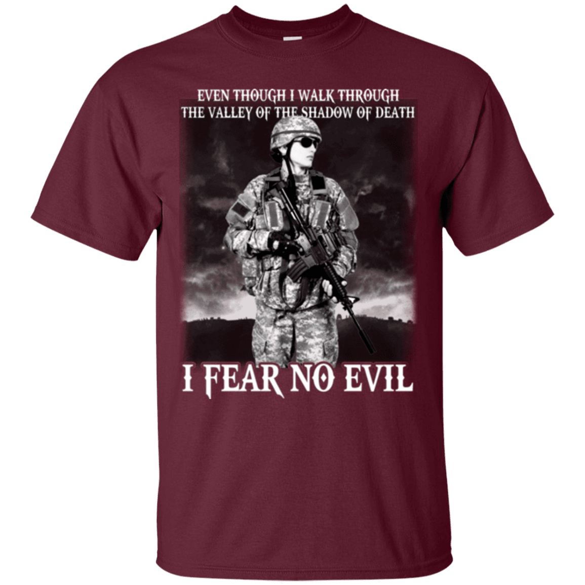 Military T-Shirt "I Fear No Evil Female Veteran Design On" Front-TShirt-General-Veterans Nation