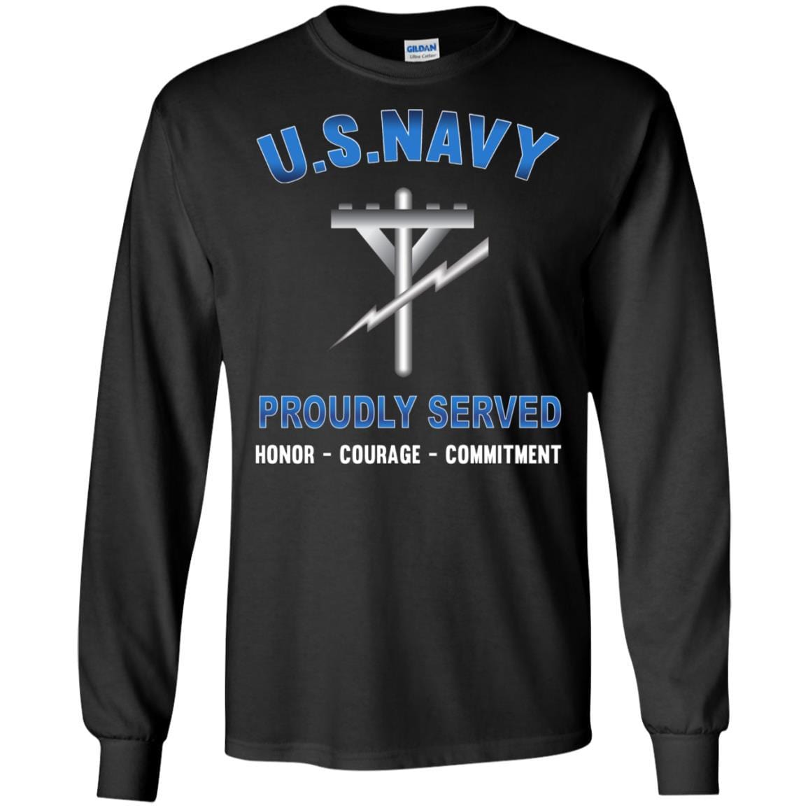 Navy Construction Electrician Navy CE - Proudly Served T-Shirt For Men On Front-TShirt-Navy-Veterans Nation