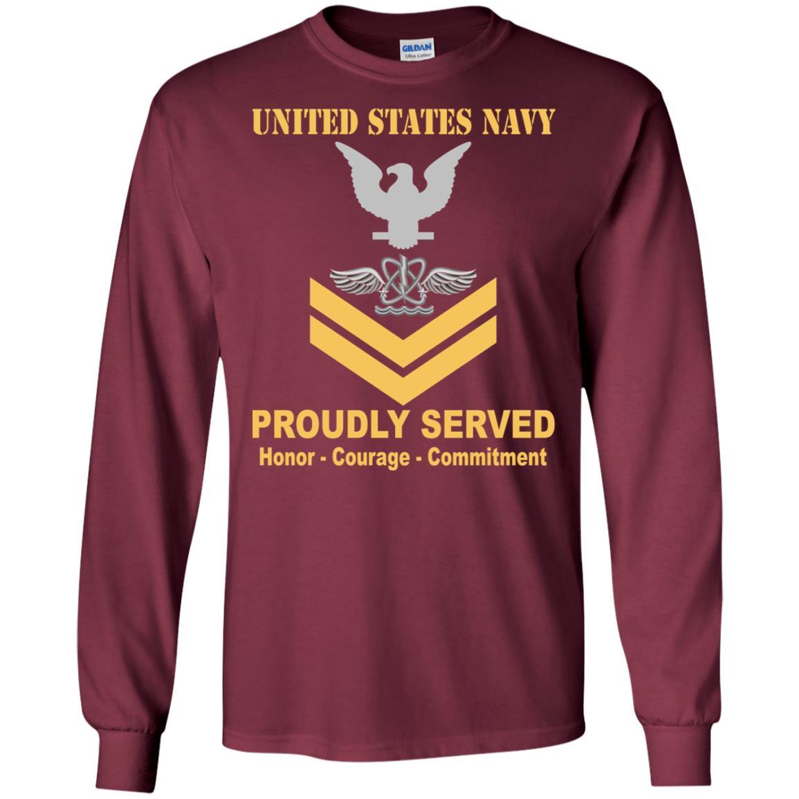 U.S Navy Naval aircrewman Navy AW E-5 Rating Badges Proudly Served T-Shirt For Men On Front-TShirt-Navy-Veterans Nation