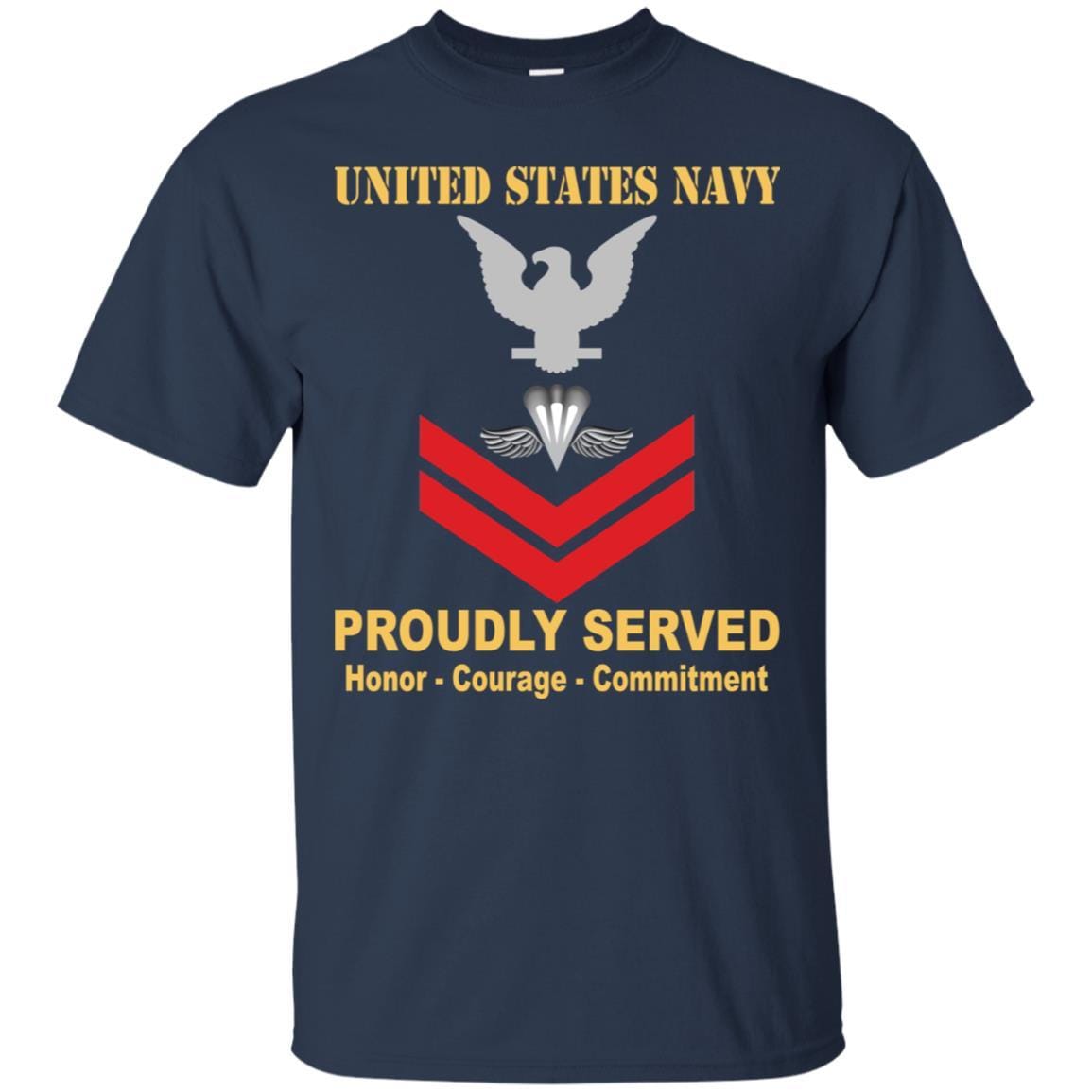 Navy Aircrew Survival Equipmentman Navy PR E-5 Rating Badges Proudly Served T-Shirt For Men On Front-TShirt-Navy-Veterans Nation