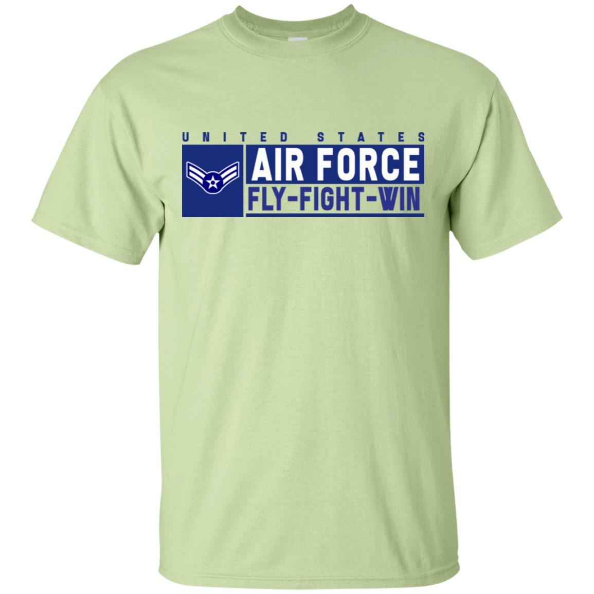 US Air Force E-3 Airman First Class Fly - Fight - Win T-Shirt On Front For Men-TShirt-USAF-Veterans Nation