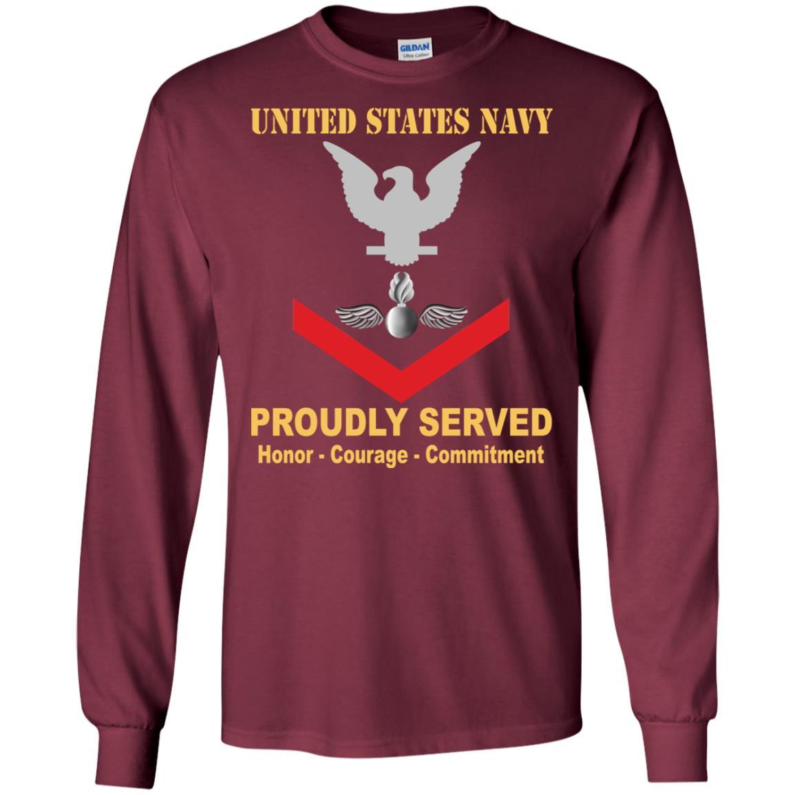 Navy Aviation Ordnanceman Navy AO E-4 Rating Badges Proudly Served T-Shirt For Men On Front-TShirt-Navy-Veterans Nation