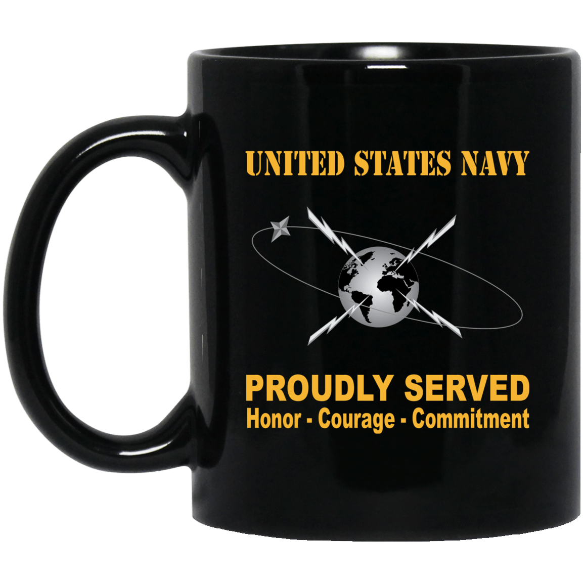 Navy Mass Communications Specialist Navy MC Proudly Served Black Mug 11 oz - 15 oz-Mug-Navy-Rate-Veterans Nation