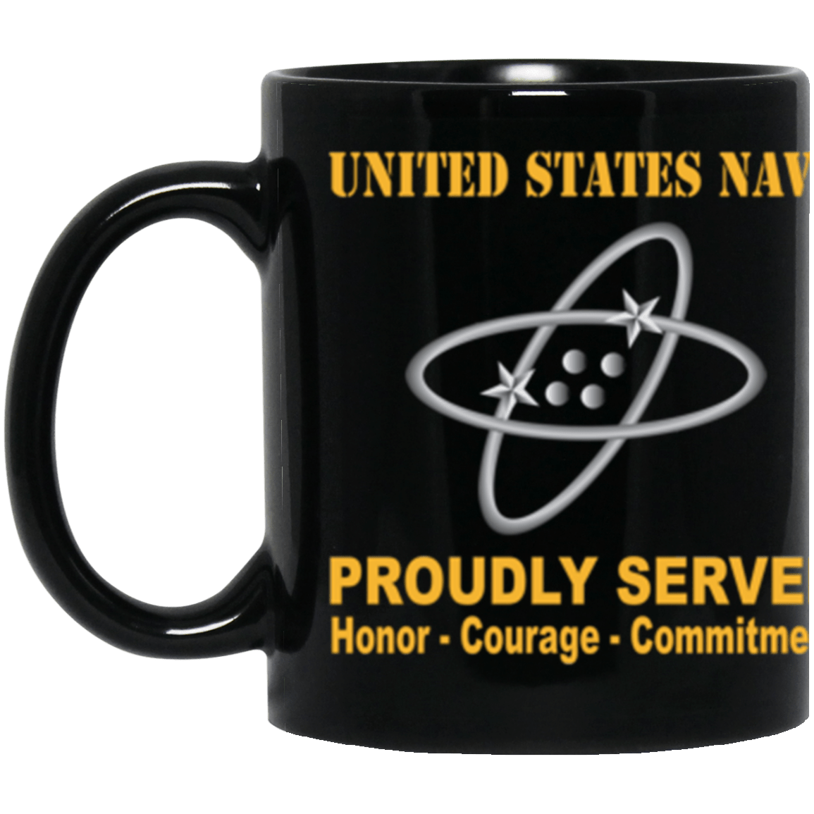 US Navy Electronics technician Navy ET Proudly Served Core Values 11 oz. Black Mug-Drinkware-Veterans Nation