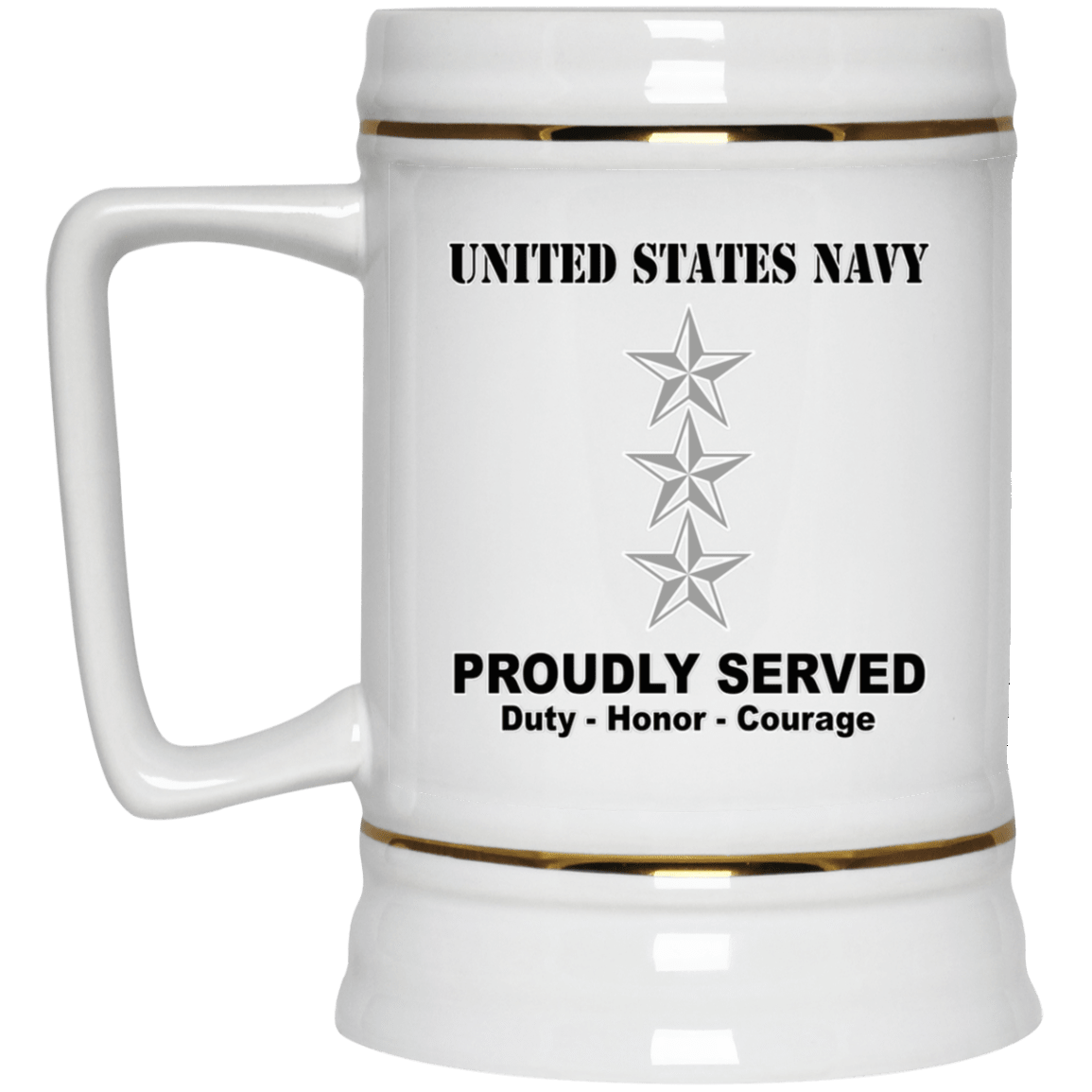 US Navy O-9 Vice Admiral O9 VADM Flag Officer Ranks Tshirt White Coffee Mug - Stainless Travel Mug-Mug-Navy-Officer-Veterans Nation