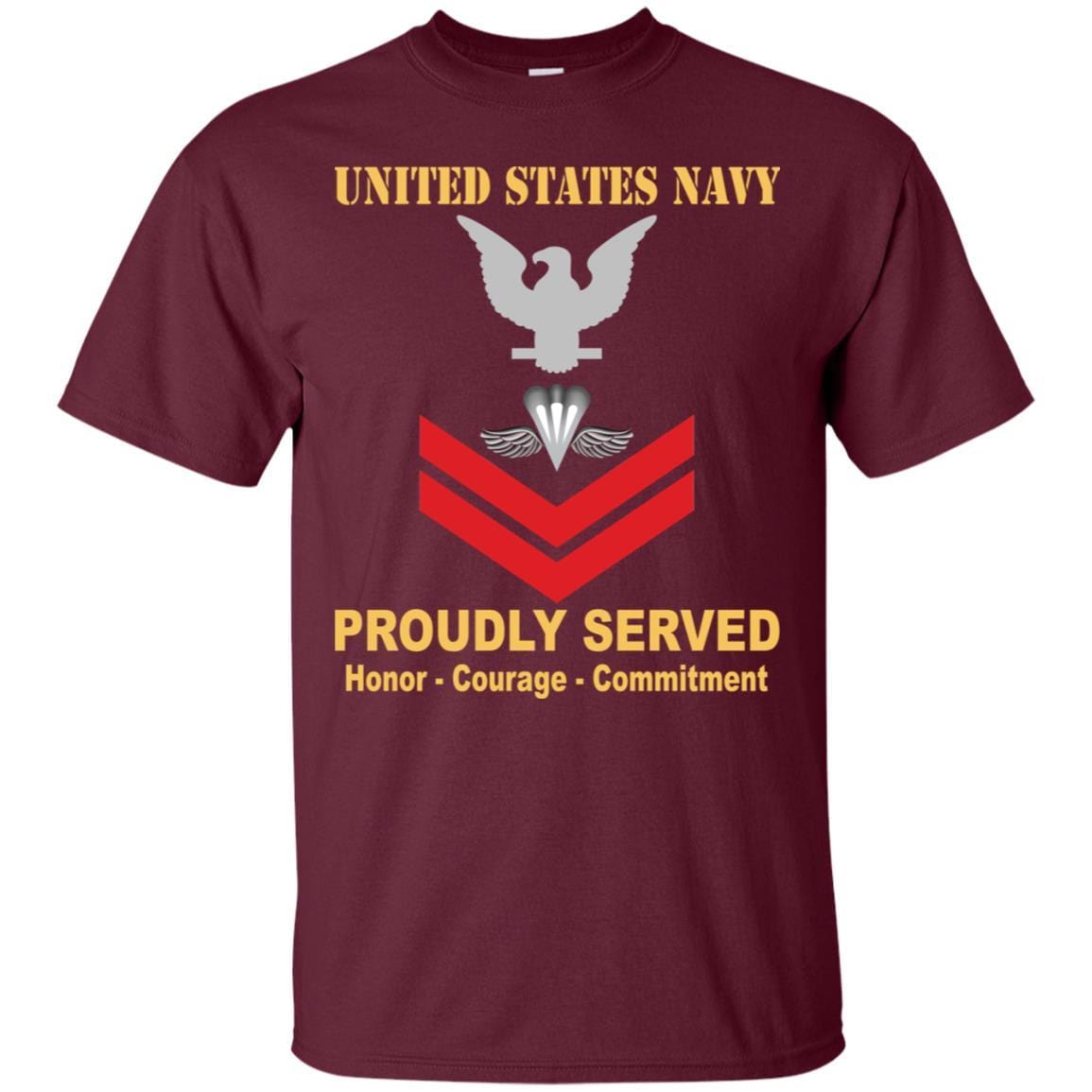 Navy Aircrew Survival Equipmentman Navy PR E-5 Rating Badges Proudly Served T-Shirt For Men On Front-TShirt-Navy-Veterans Nation