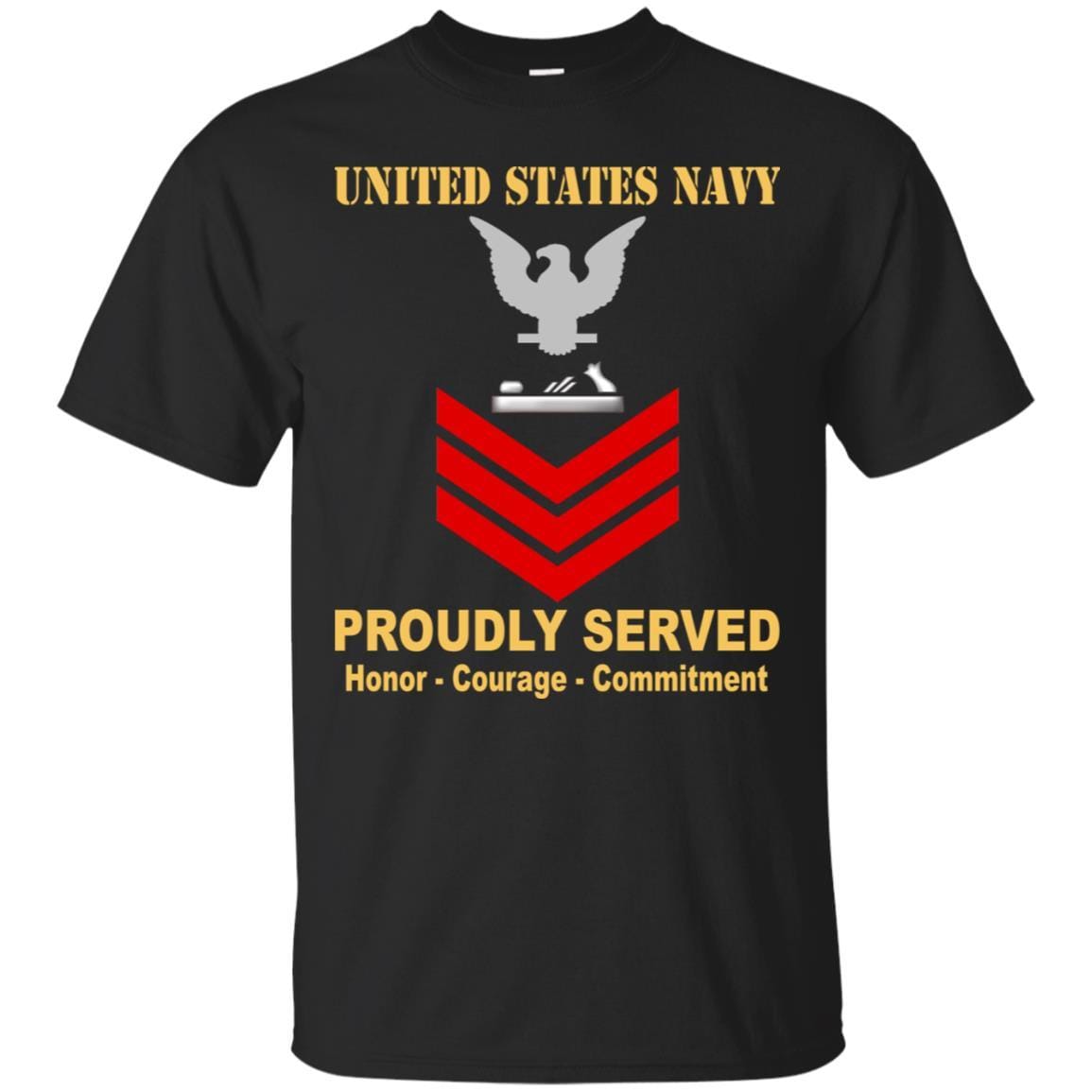 Navy Patternmaker Navy PM E-6 Rating Badges Proudly Served T-Shirt For Men On Front-TShirt-Navy-Veterans Nation