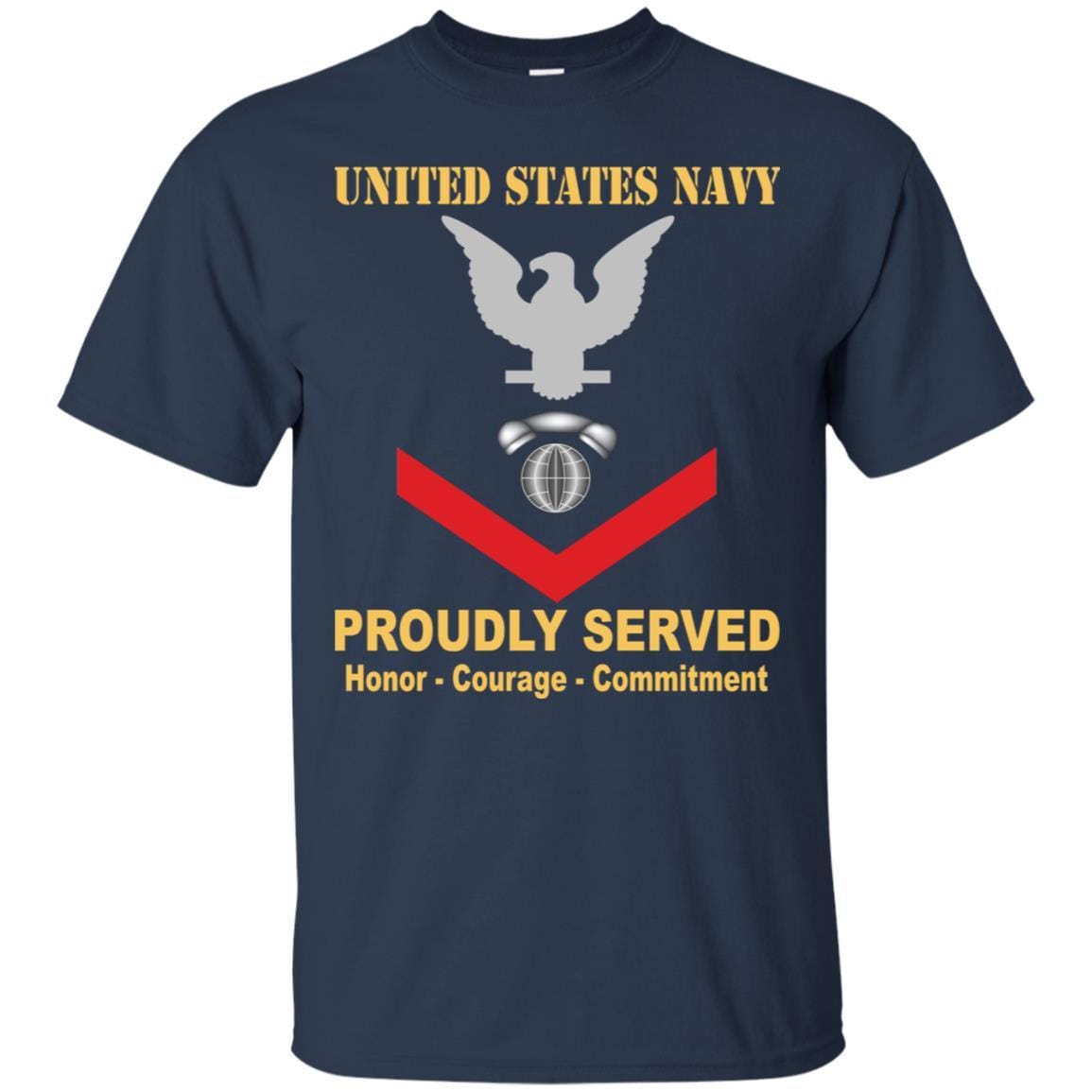 Navy Interior Communications Electrician Navy IC E-4 Rating Badges Proudly Served T-Shirt For Men On Front-TShirt-Navy-Veterans Nation