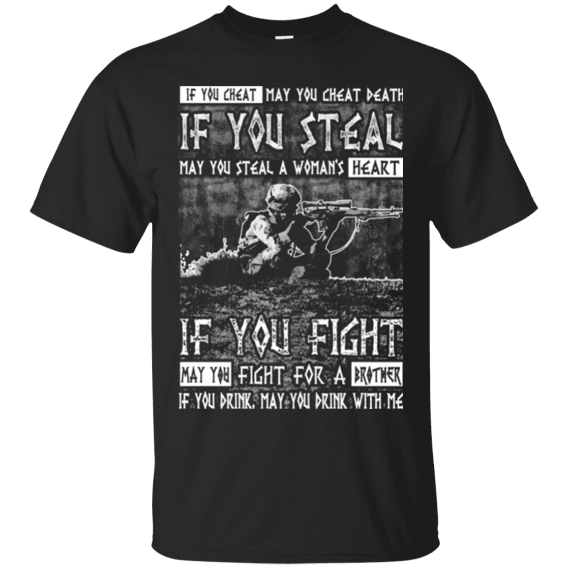 Military T-Shirt "Fight For a Brother, Drink With Me"-TShirt-General-Veterans Nation