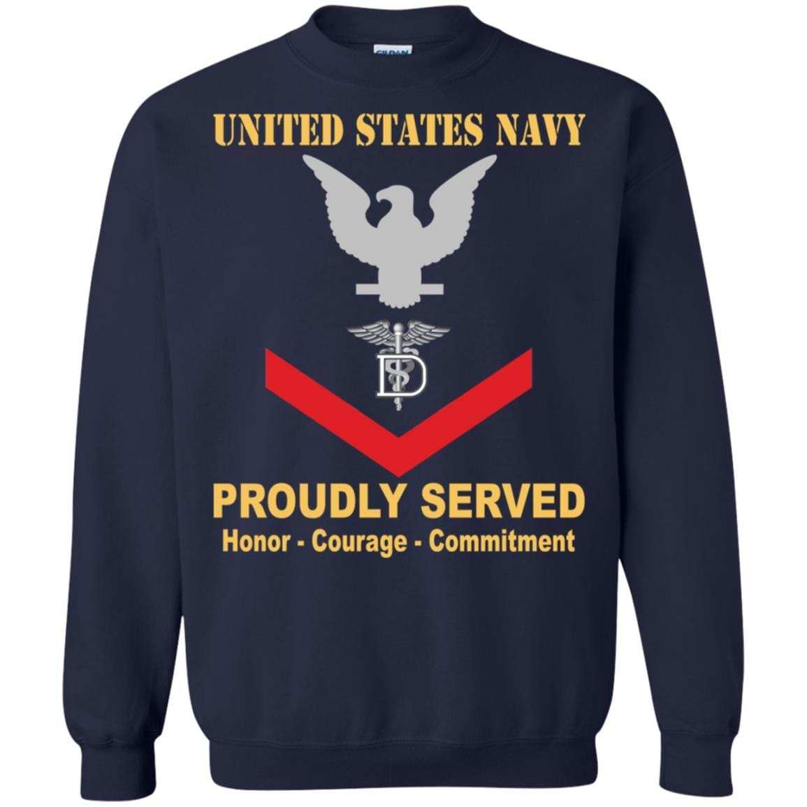 Navy Dental Technician Navy DT E-4 Rating Badges Proudly Served T-Shirt For Men On Front-TShirt-Navy-Veterans Nation