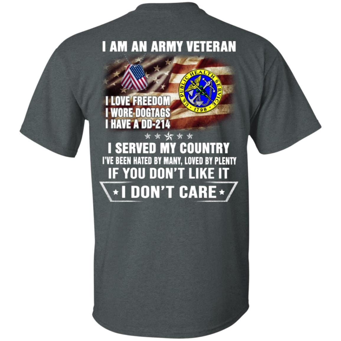 T-Shirt "I Am An Army Public Health Service Veteran" On Back-TShirt-Army-Veterans Nation