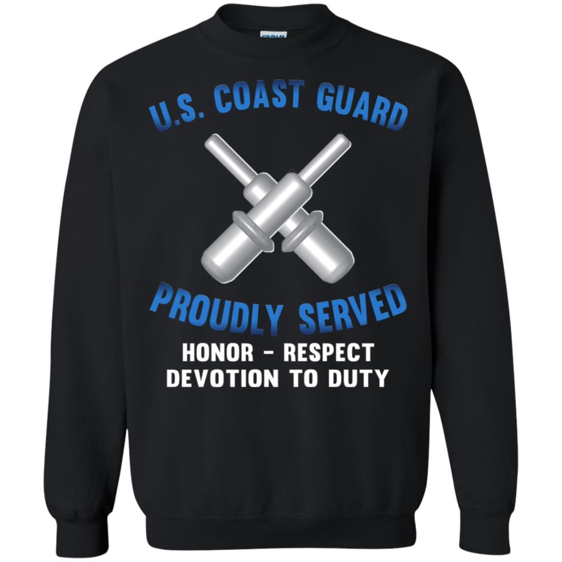 US Coast Guard Gunner's Mate GM Logo Proudly Served T-Shirt For Men On Front-TShirt-USCG-Veterans Nation