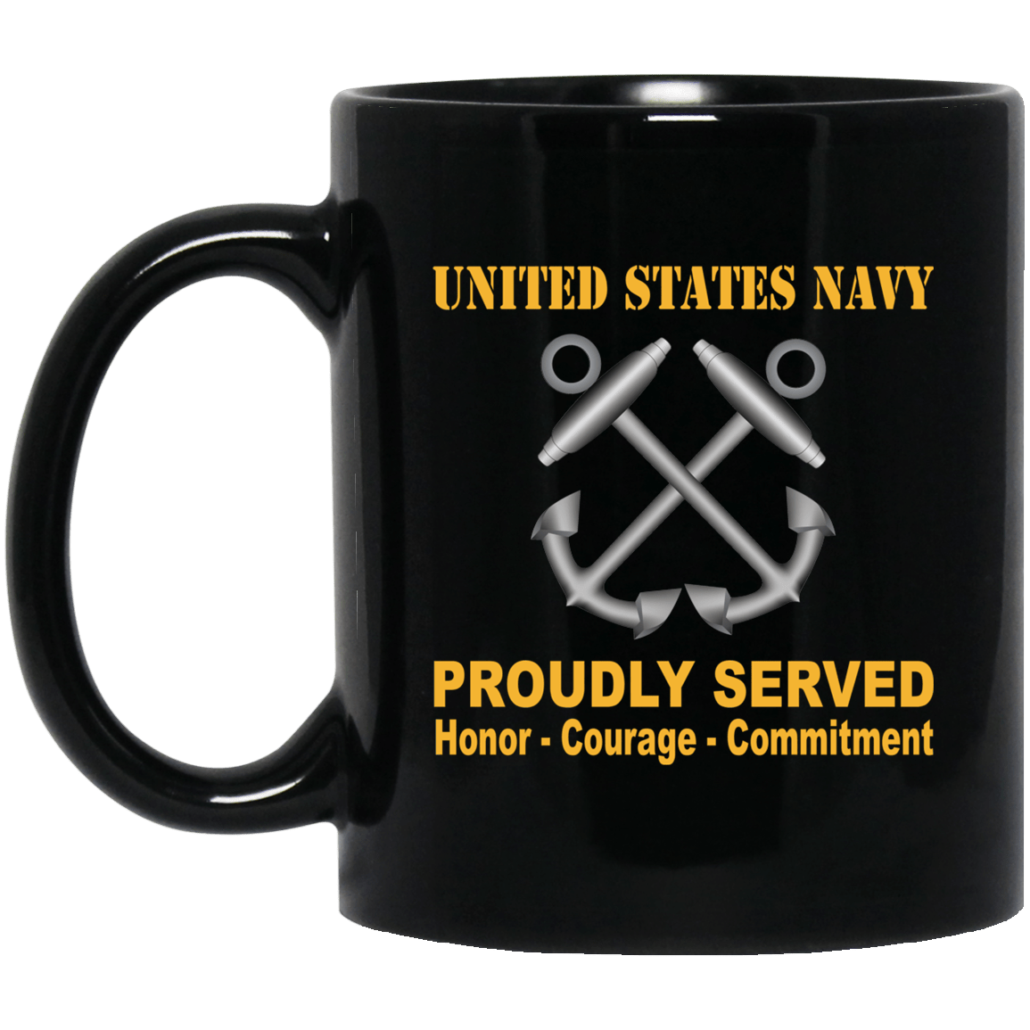 U.S Navy Boatswain's Mate Navy BM Proudly Served Black Mug 11 oz - 15 oz-Mug-Navy-Rate-Veterans Nation