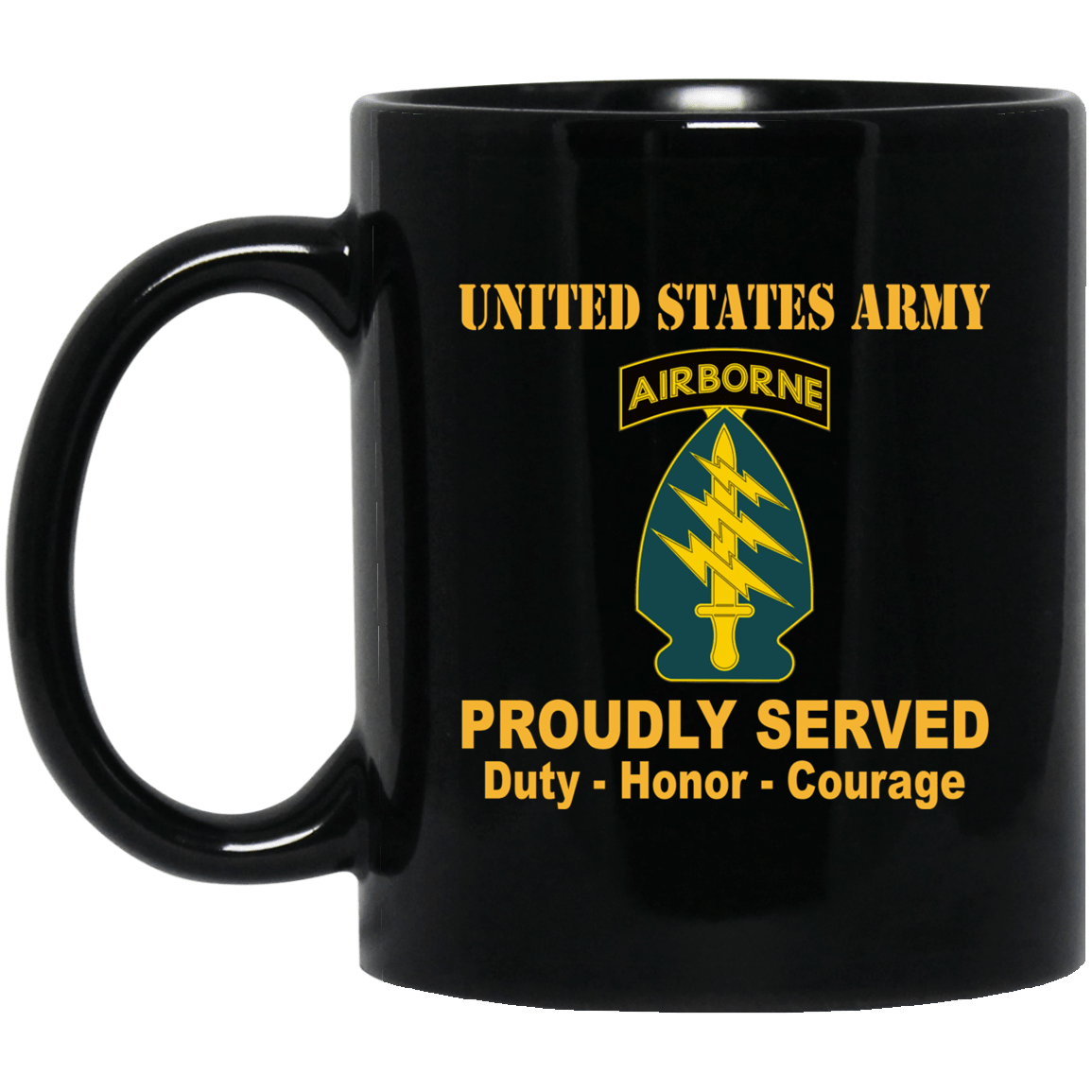 US Army Special Forces Airborne 11 oz - 15 oz Black Mug-Mug-Army-CSIB-Veterans Nation