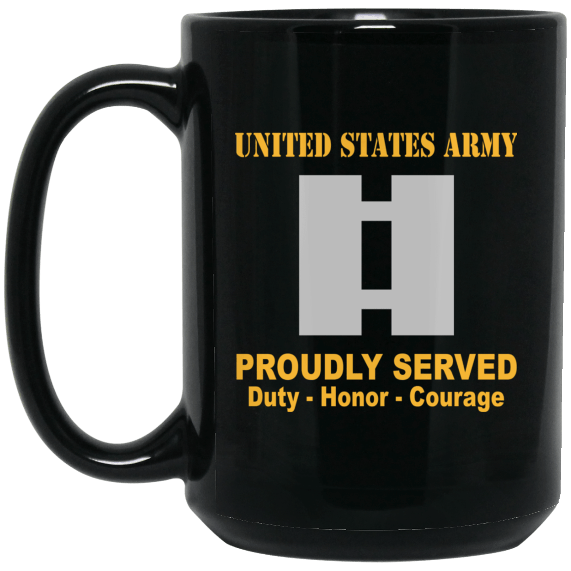 US Army Insignia Proudly Served Duty - Honor - Courage Black Coffee Mug 11oz-15oz-Mug-Army-Veterans Nation