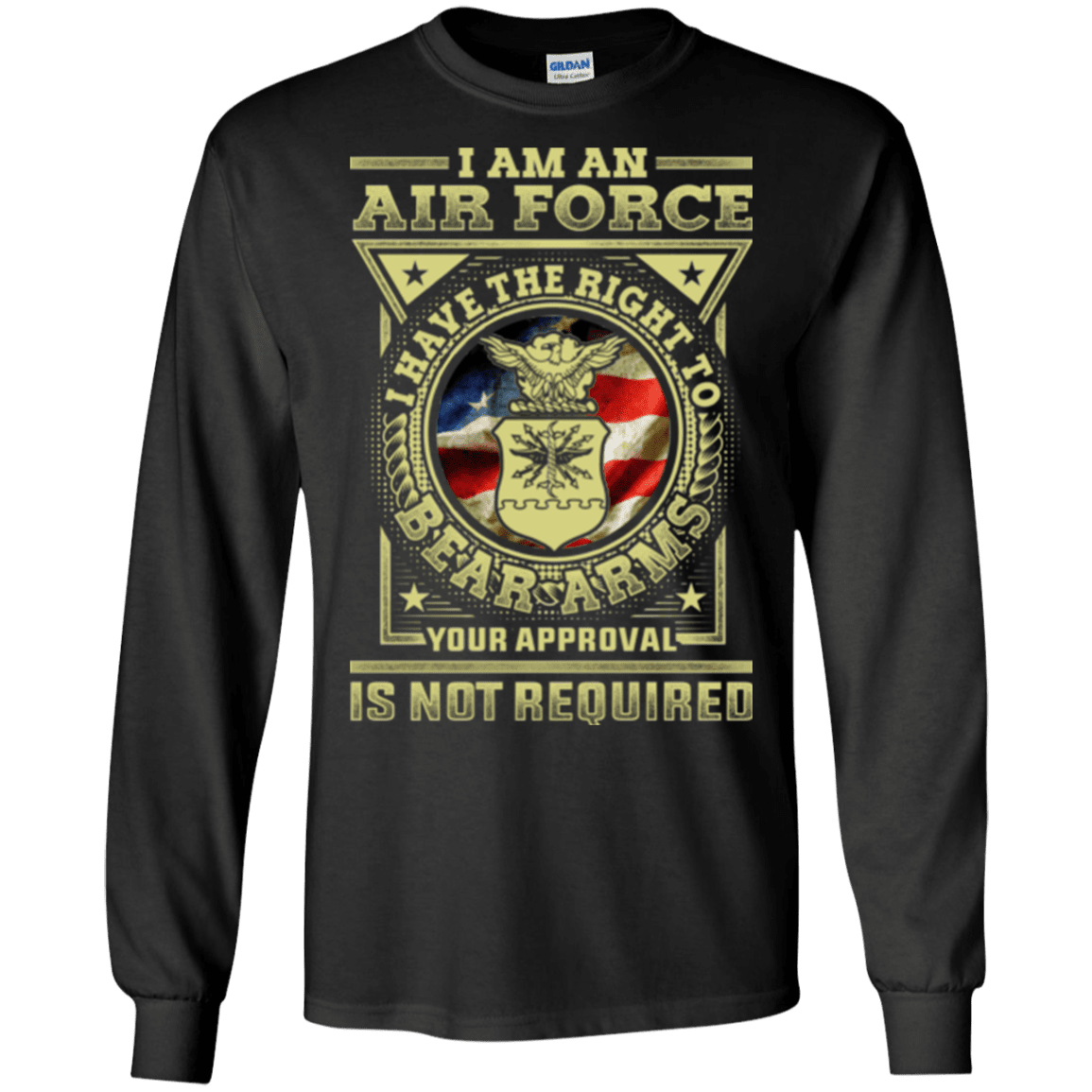 Military T-Shirt "AirForce Veteran Have the Right To Bear Arms Men" Front-TShirt-General-Veterans Nation