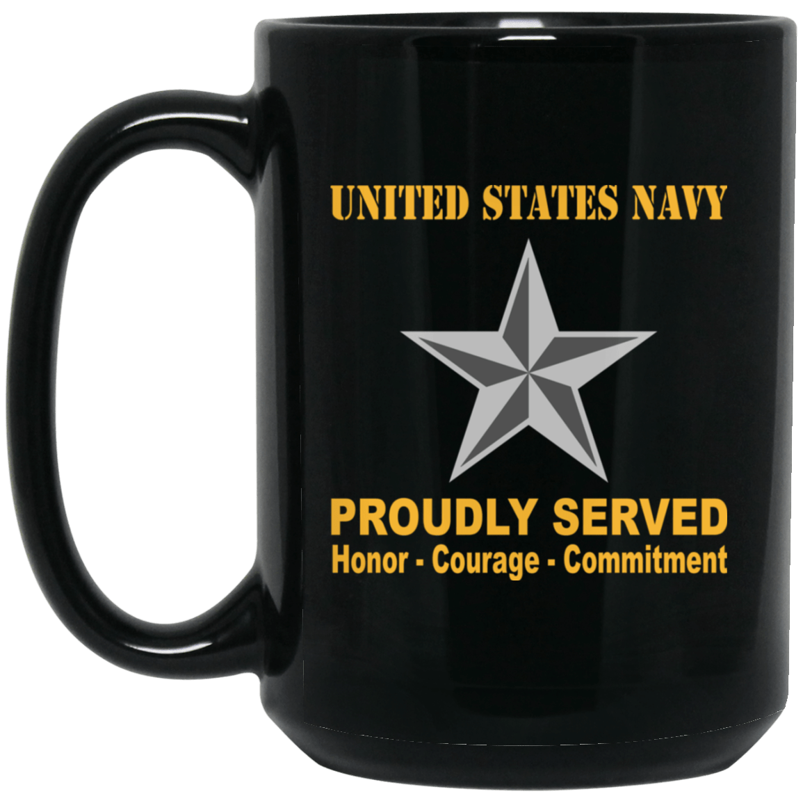 US Navy O-7 Rear Admiral Lower Half O7 RDML Flag Officer Ranks Proudly Served Black Mug 11 oz - 15 oz-Mug-Navy-Officer-Veterans Nation