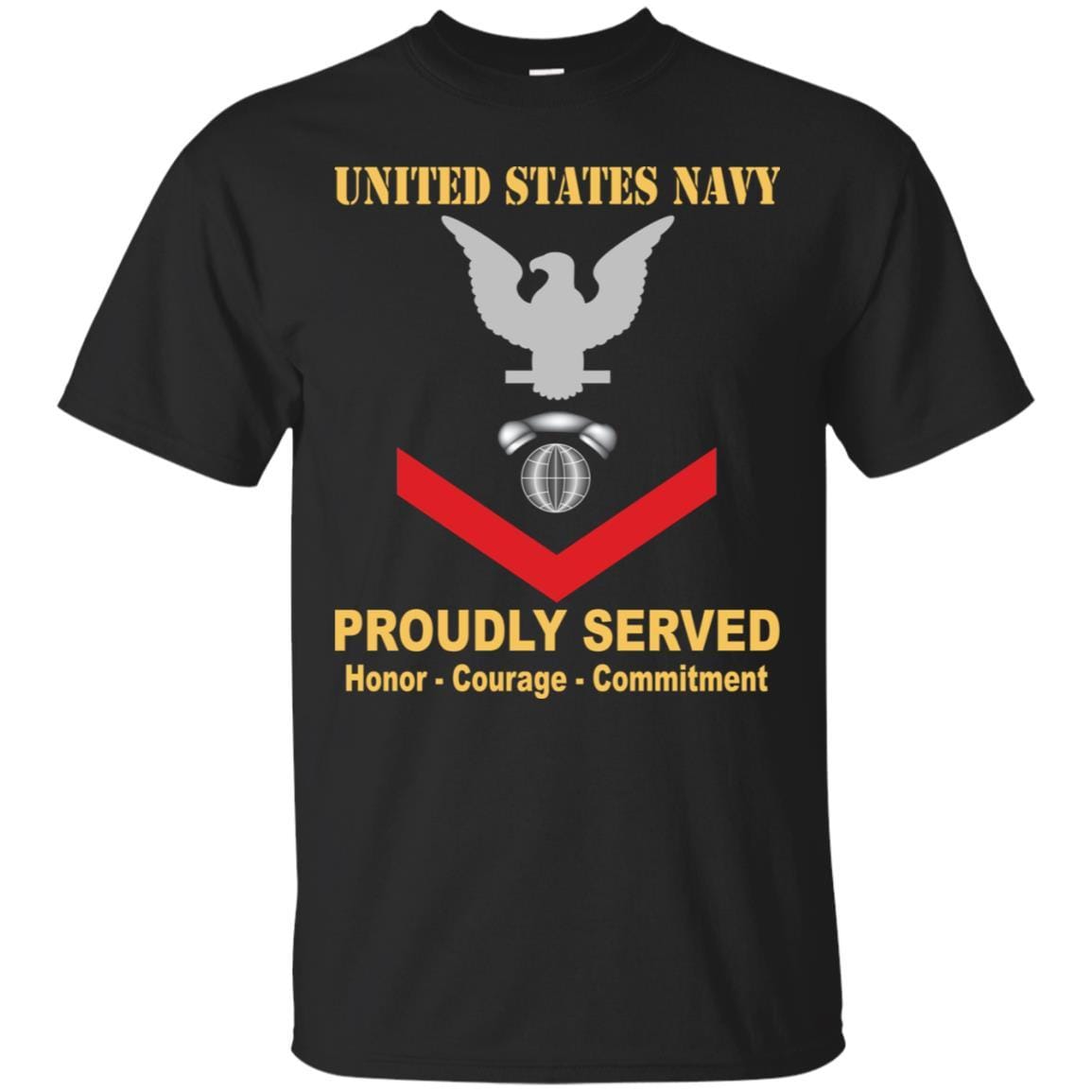 Navy Interior Communications Electrician Navy IC E-4 Rating Badges Proudly Served T-Shirt For Men On Front-TShirt-Navy-Veterans Nation