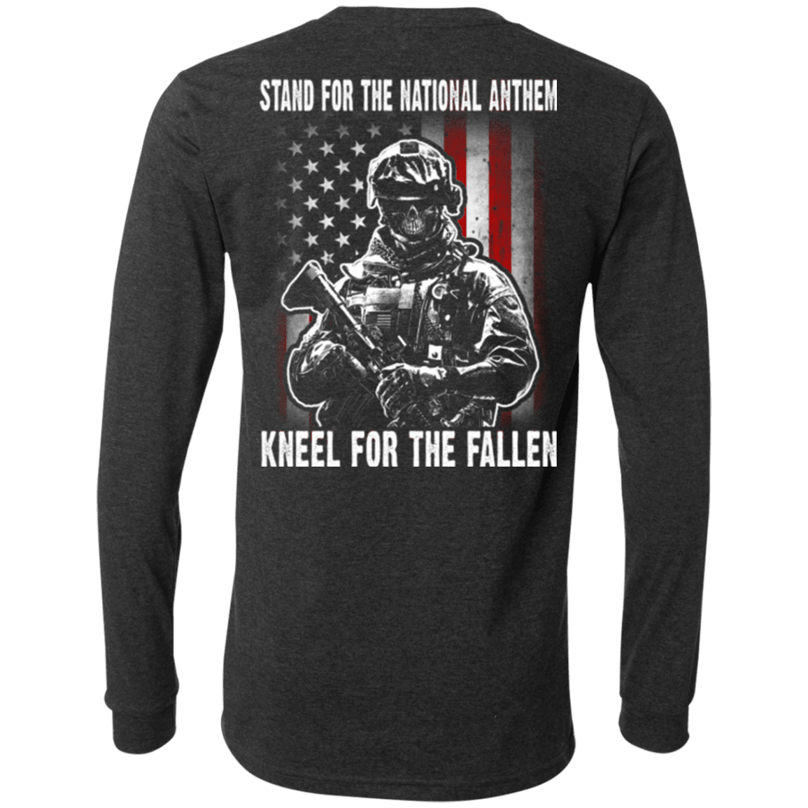 Military T-Shirt "Veteran - Stand For The National Anthem Kneel For The Fallen"-TShirt-General-Veterans Nation