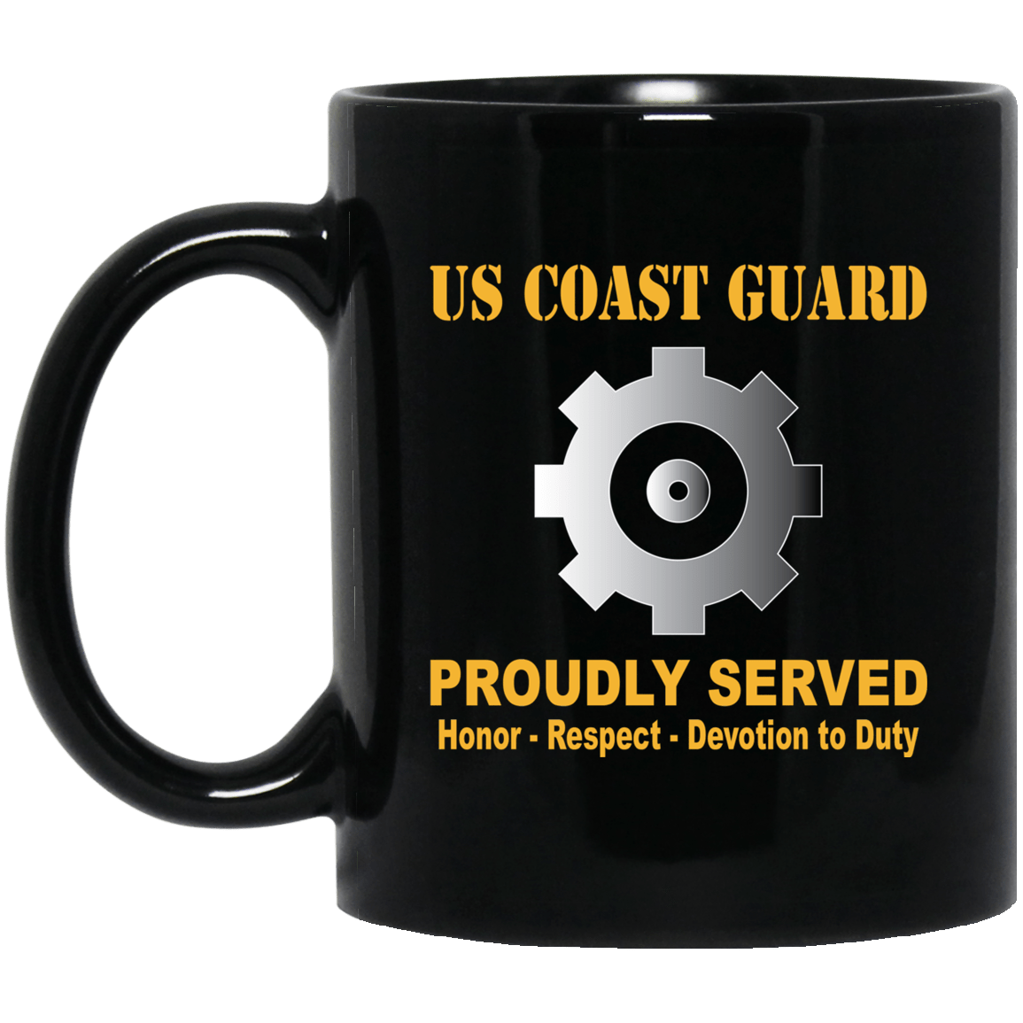 US Coast Guard Machinery Technician MK Logo Proudly Served Black Mug 11 oz - 15 oz-Mug-USCG-Rate-Veterans Nation