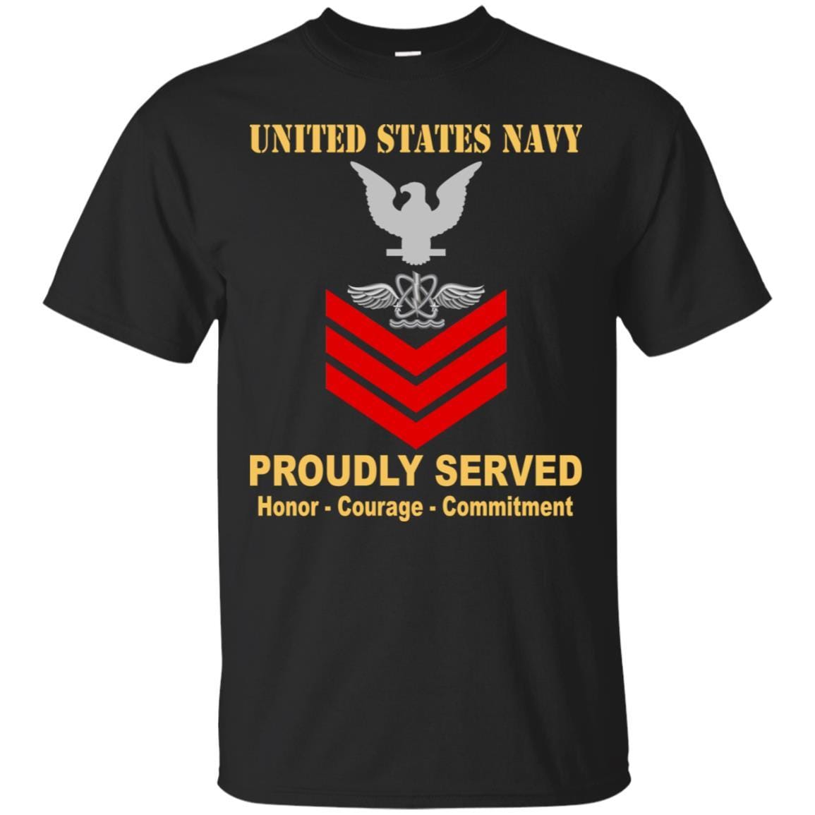 U.S Navy Naval aircrewman Navy AW E-6 Rating Badges Proudly Served T-Shirt For Men On Front-TShirt-Navy-Veterans Nation