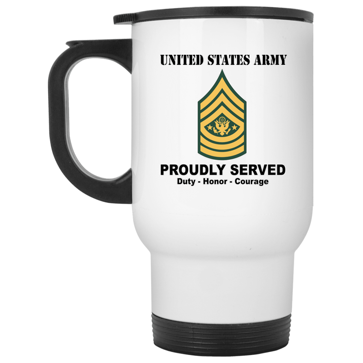 US Army E-9 Sergeant Major of the Army E9 SMA Noncommissioned Officer (Special) Ranks White Coffee Mug - Stainless Travel Mug-Mug-Army-Ranks-Veterans Nation