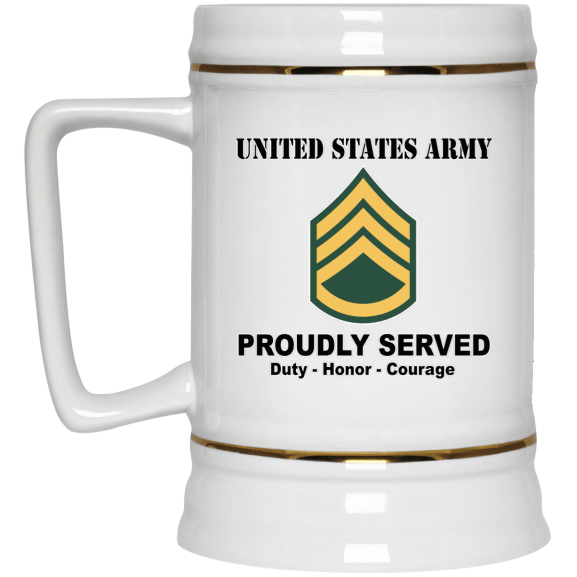 US Army E-6 Staff Sergeant E6 SSG Noncommissioned Officer Ranks White Coffee Mug - Stainless Travel Mug-Mug-Army-Ranks-Veterans Nation