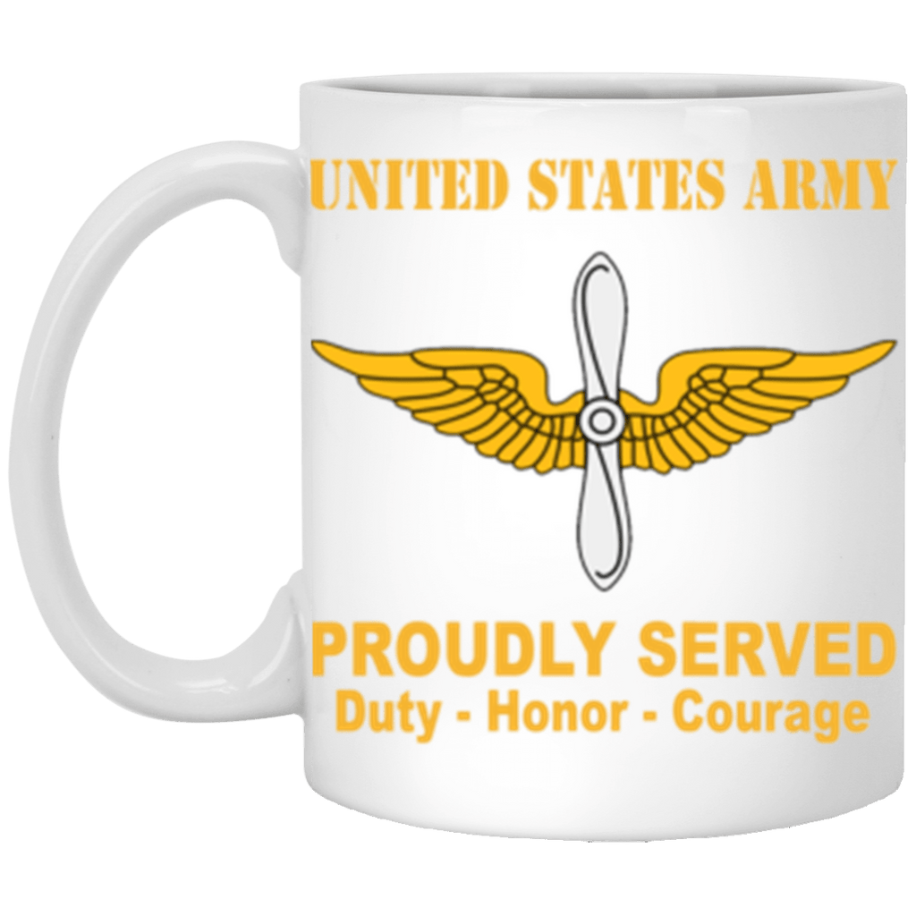 US Army Aviation Proudly Served Core Values 11 oz. White Mug-Drinkware-Veterans Nation