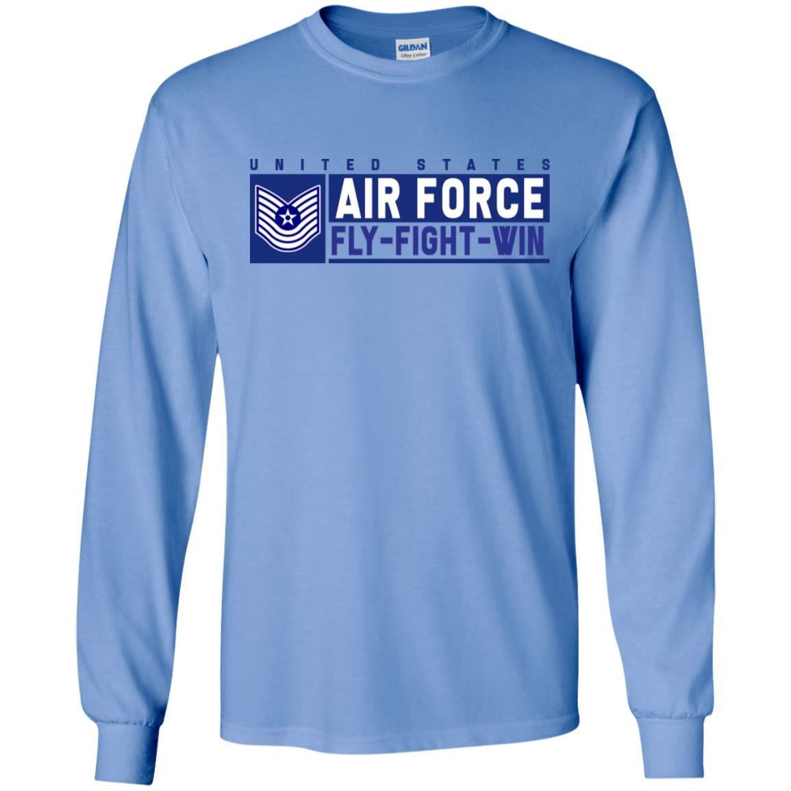 US Air Force E-7 Master Sergeant Old Style Fly - Fight - Win Long Sleeve - Pullover Hoodie-TShirt-USAF-Veterans Nation