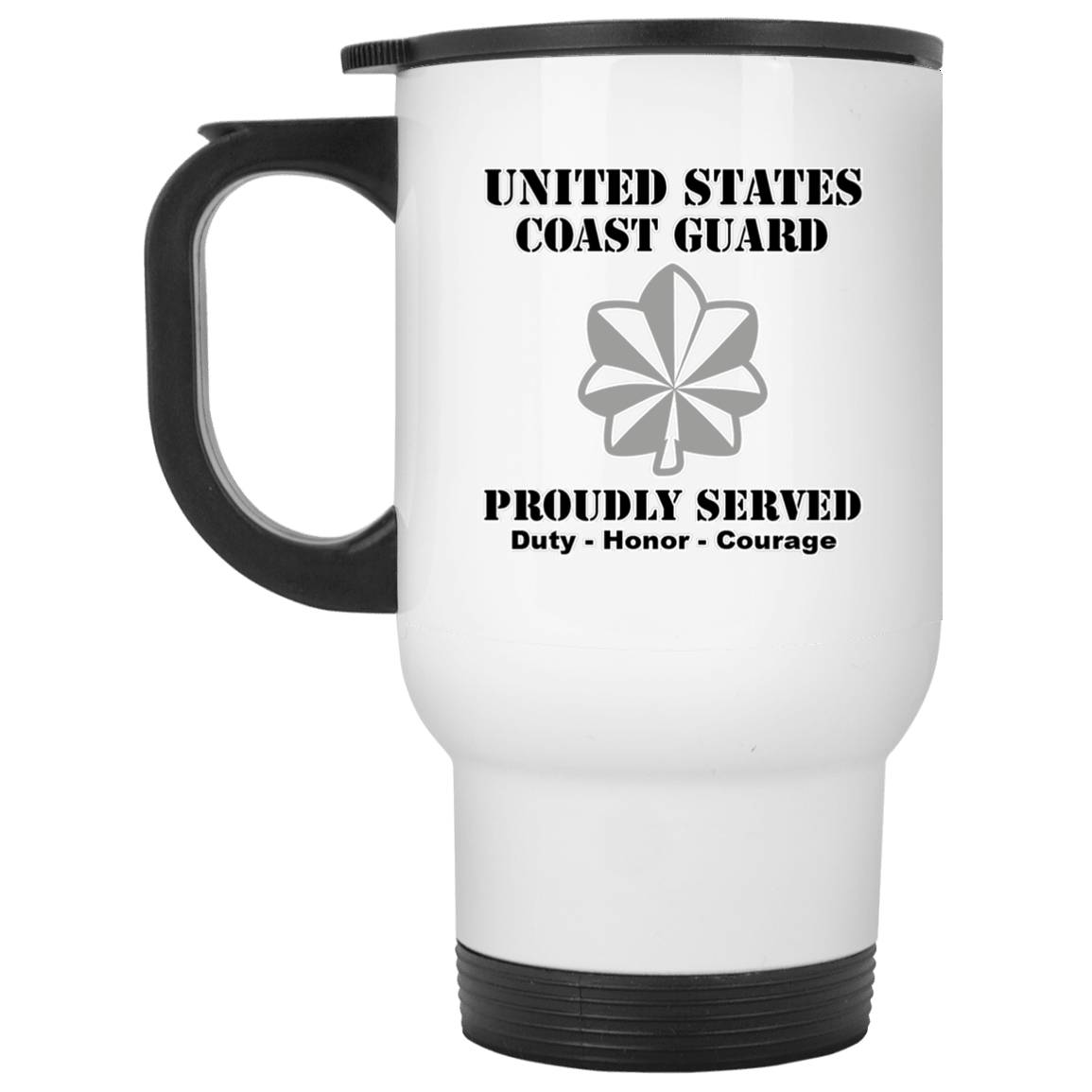 US Coast Guard O-5 Commander O5 CDR Senior Officer Ranks White Coffee Mug - Stainless Travel Mug-Mug-USCG-Officer-Veterans Nation