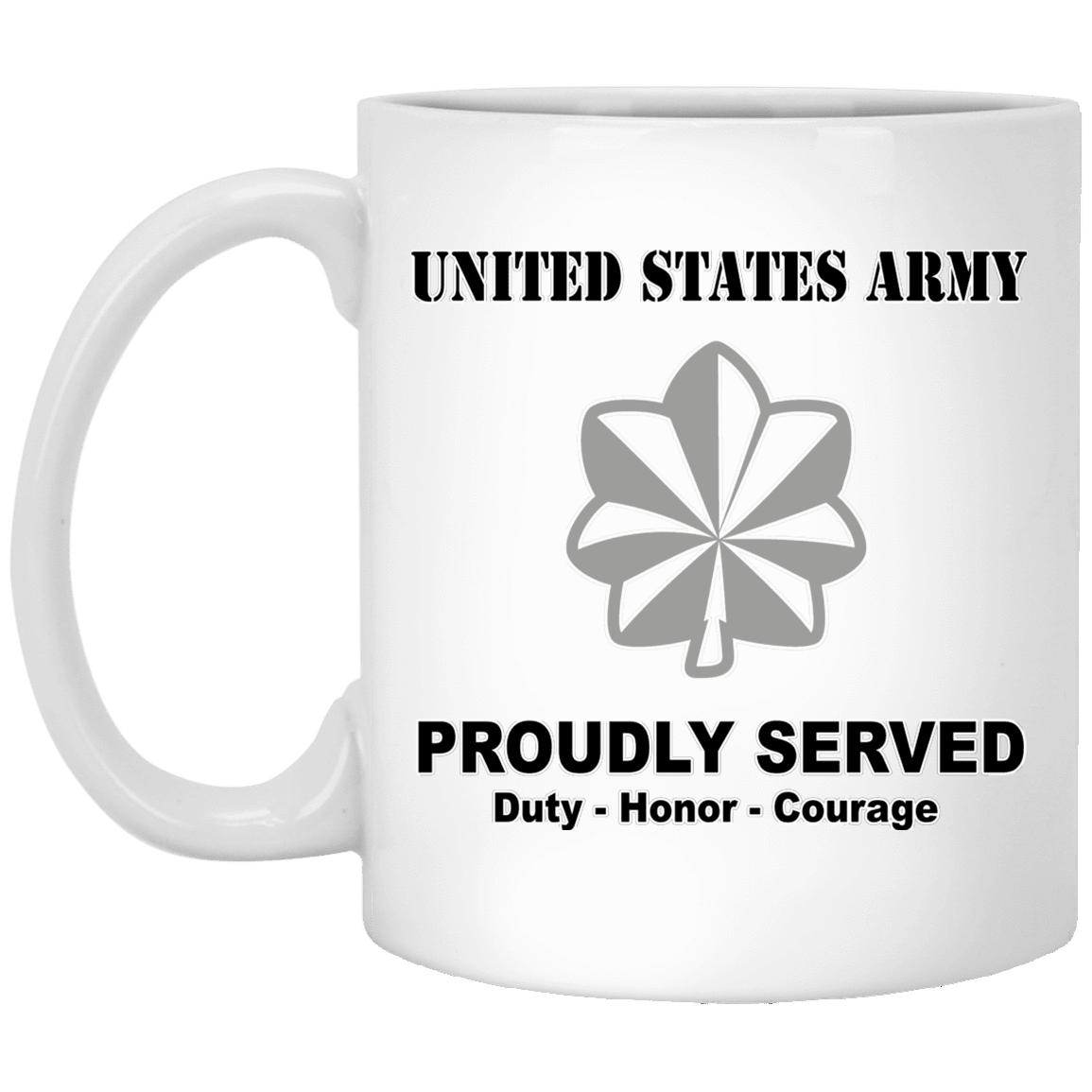 US Army Insignia Proudly Served Duty - Honor - Courage White Coffee Mug 11oz-Mug-Army-Veterans Nation