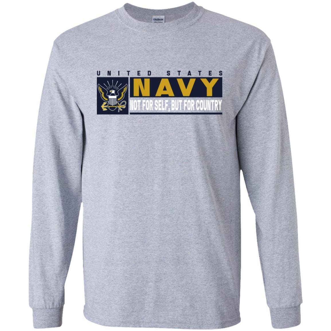 US Navy Not For Self, But For Country Long Sleeve - Pullover Hoodie-TShirt-Navy-Veterans Nation