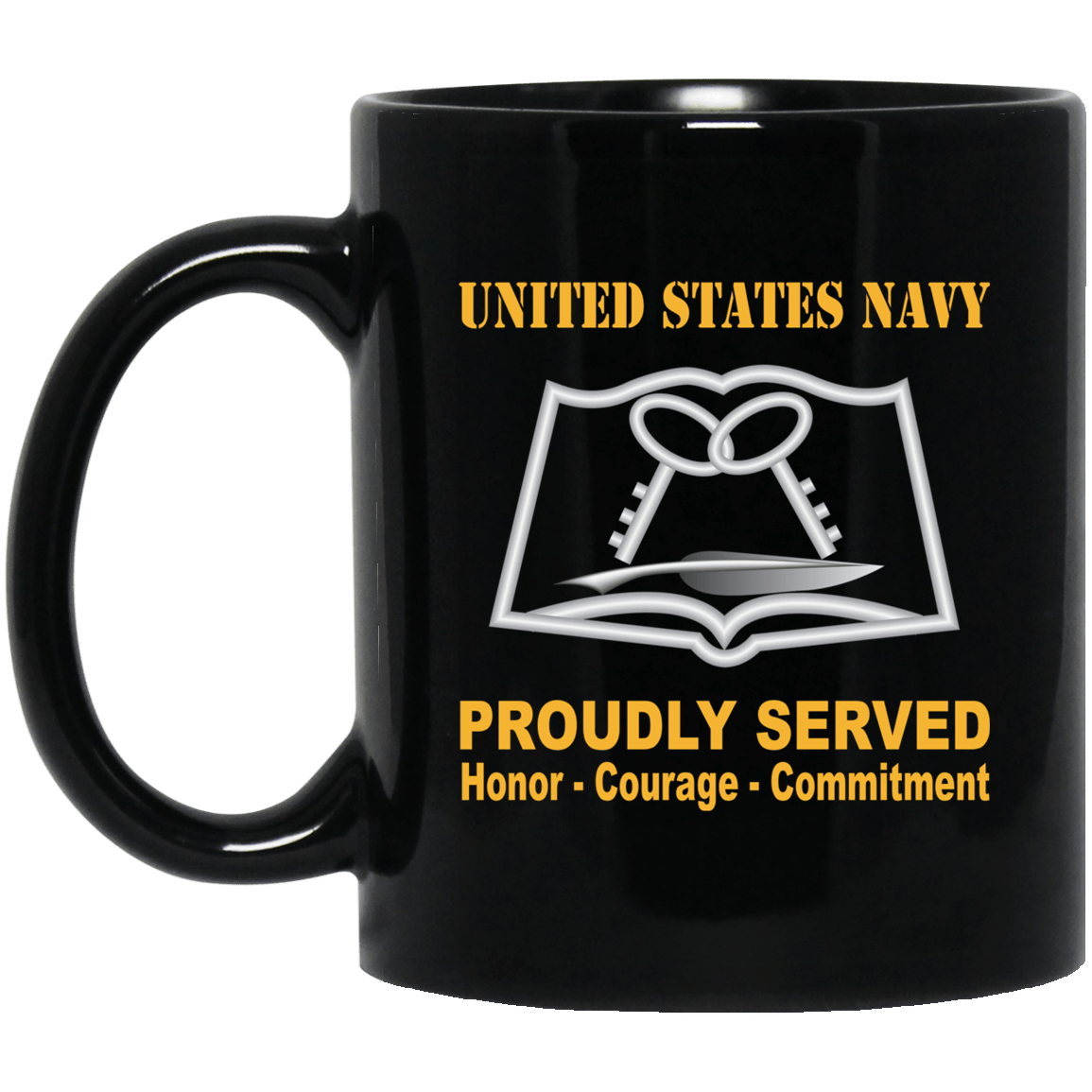 Navy Culinary Specialist Navy CS Proudly Served Black Mug 11 oz - 15 oz-Mug-Navy-Rate-Veterans Nation