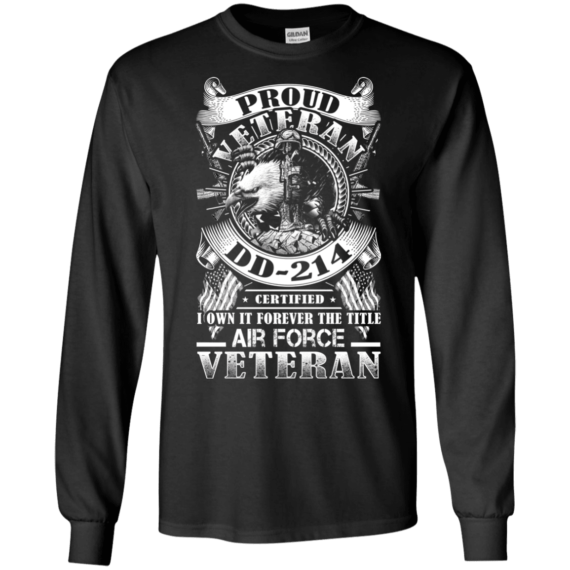 Proud Air Force Veteran DD214 Front T Shirts-TShirt-USAF-Veterans Nation