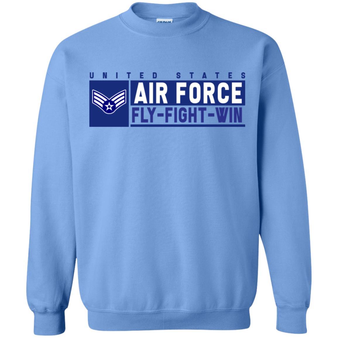 US Air Force E-4 Senior Airman Fly - Fight - Win Long Sleeve - Pullover Hoodie-TShirt-USAF-Veterans Nation