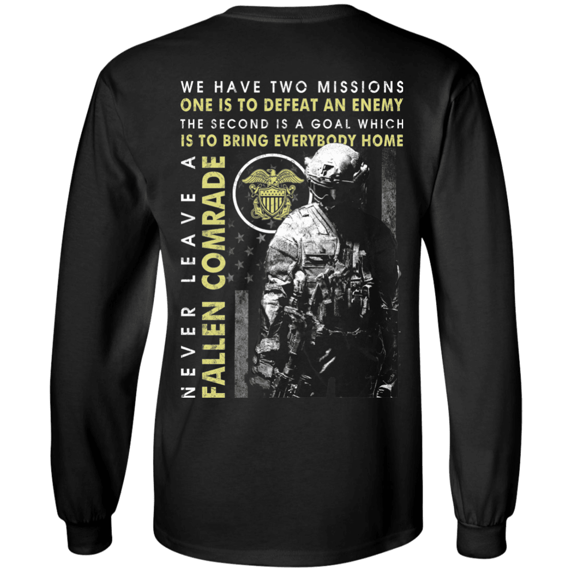 Never Leave A Fallen Comrade Navy Men Back T Shirts-TShirt-Navy-Veterans Nation