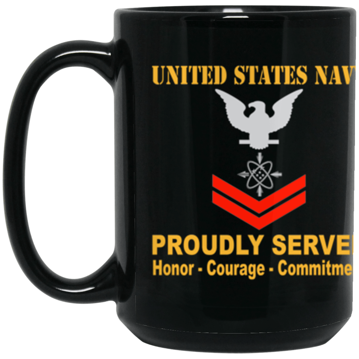 US Navy Data systems technician Navy DS E-5 Red Stripe 15 oz. Black Mug-Drinkware-Veterans Nation