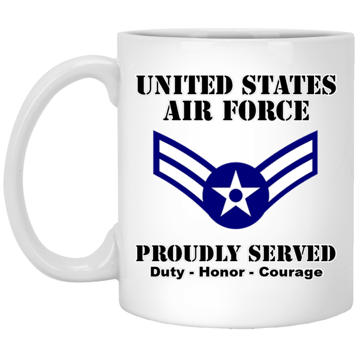 US Air Force E-3 Airman First Class A1C E3 Ranks Enlisted Airman Ranks White Coffee Mug - Stainless Travel Mug-Mug-USAF-Ranks-Veterans Nation