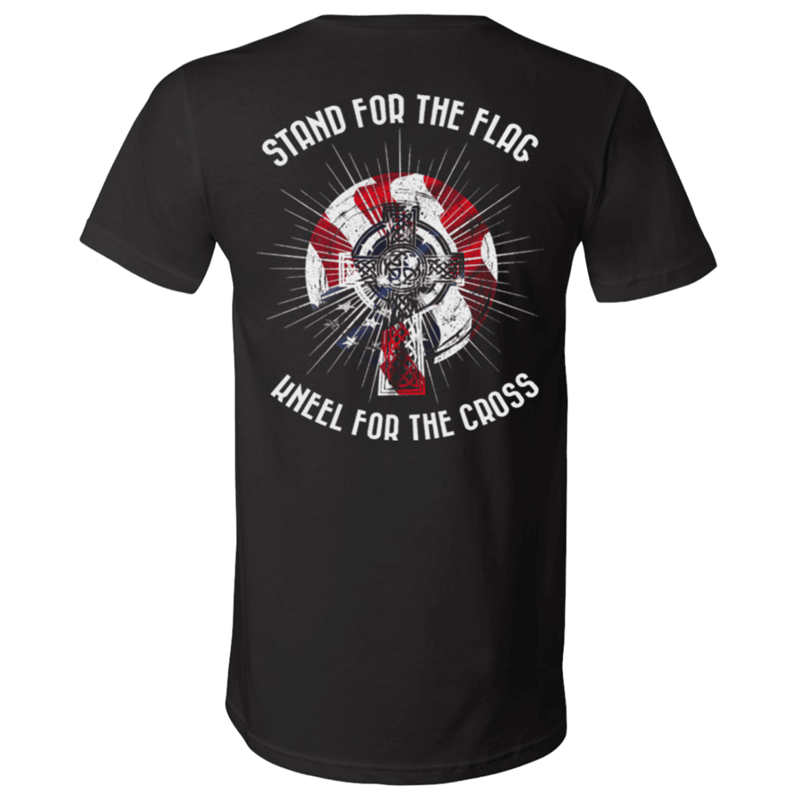 Military T-Shirt "Veteran - Stand For The Flag Kneel For The Cross"-TShirt-General-Veterans Nation