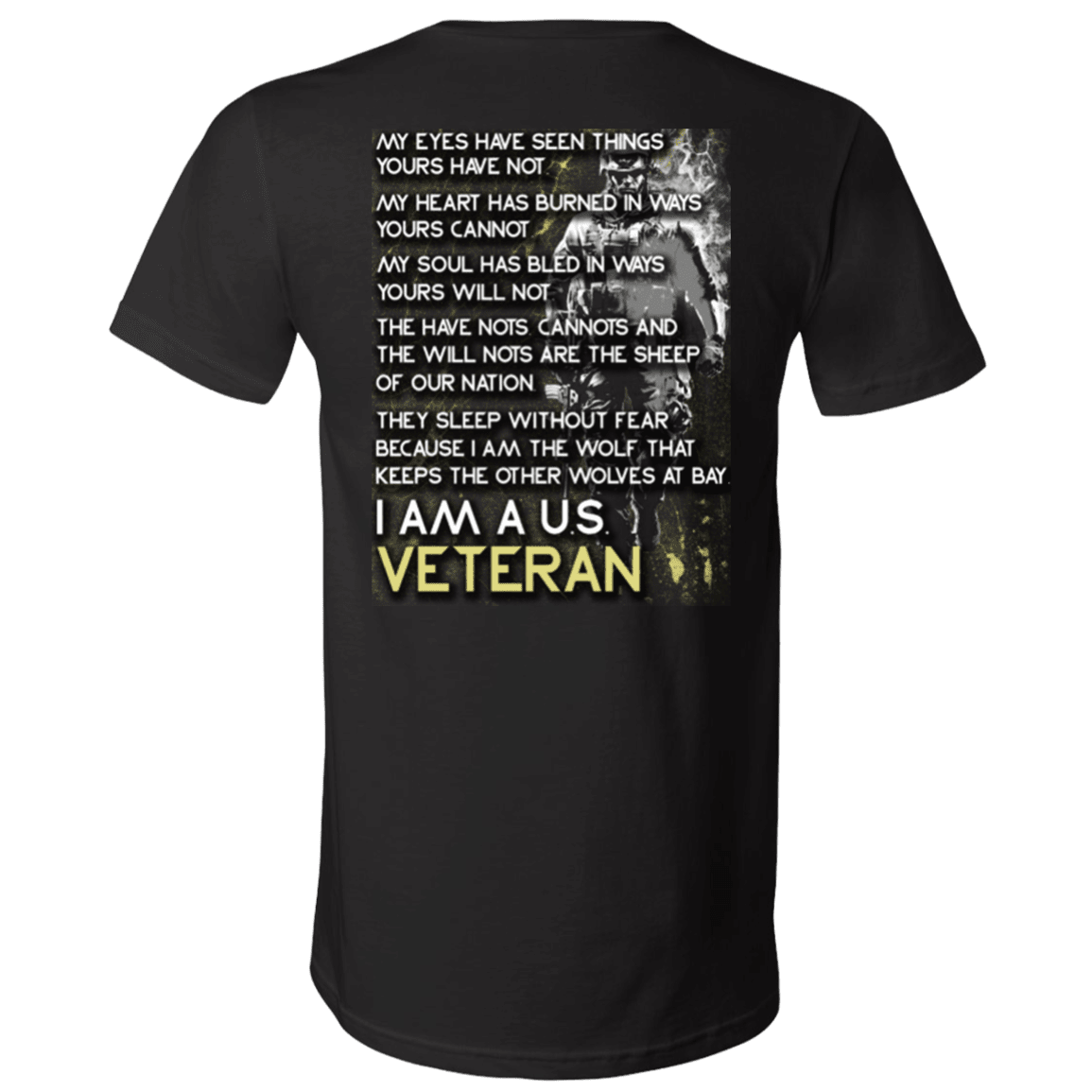 Military T-Shirt "I Am A US Veteran, I Am The Wolf" - Men Back-TShirt-General-Veterans Nation
